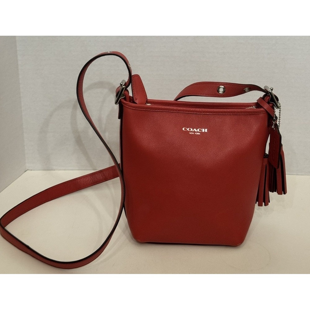 Coach Legacy Leather Mini Duffle Crossbody Bag in Tomato Red/Coral 19901